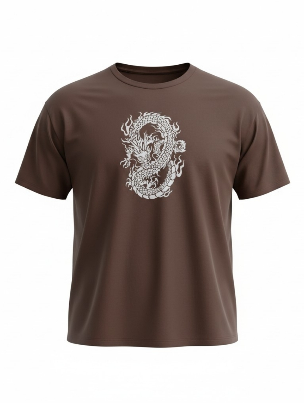SHEIN Brown Dragon Graphic Oversized T-Shirt L Y2K Streetwear Drop Shoulder